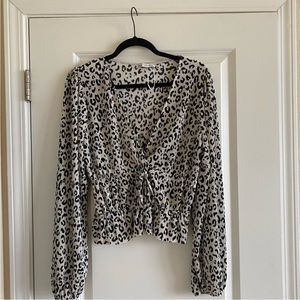 ZARA | ruched pleated leopard print blouse